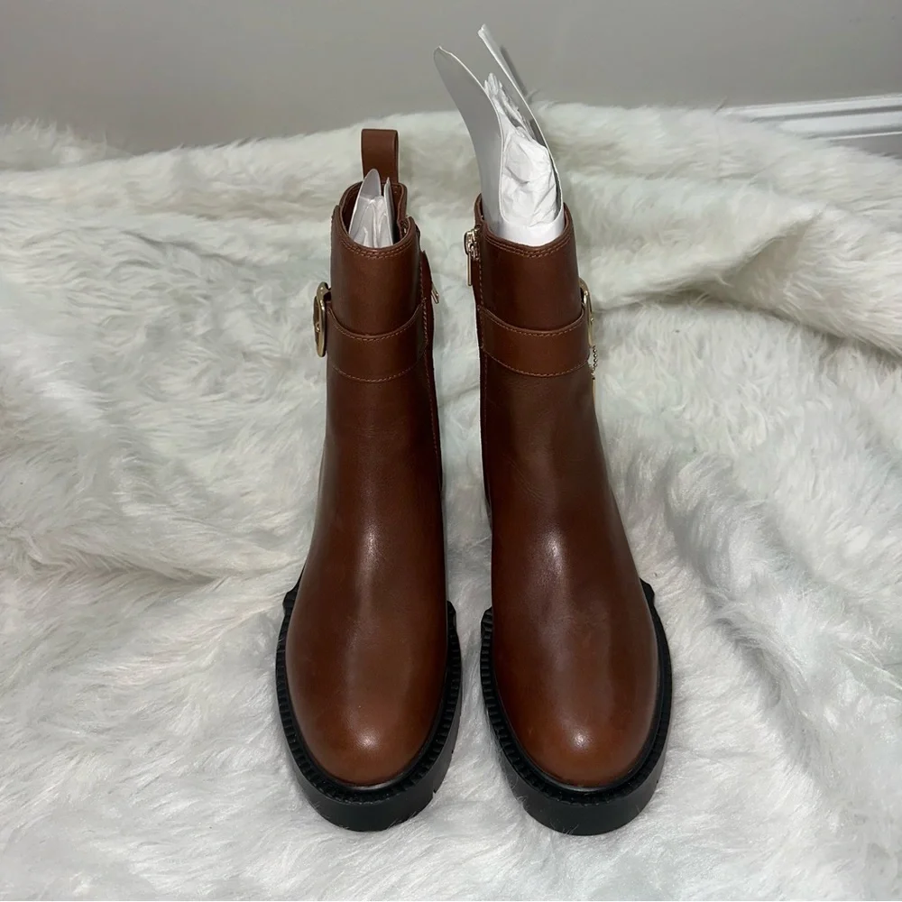 COACH Lacey Boot Chelsea Style Ankle Boot in Dark Saddle Size 9.5 - Picture 4 of 16